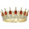 BLNC Corona da Regina per Donna, Cerchietto con Strass e Cristalli, Accessorio Capelli per Matrimonio, Feste e Compleanni (Oro e Rosso)