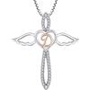 FJ Collana Lettera D Argento 925 Donna Collana con Ciondolo Angelo Custode Collana Iniziale Alfabeto con Zirconia Cubica Gioielli Regalo per Donna