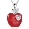 ONEFINITY Collana a forma di mela, in argento Sterling 925, con ciondolo a forma di mela rossa, regalo per donna