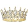 BLNC Corona per Donna, Cerchietto con Strass e Cristalli, Tiara Decorativa per Matrimonio, Compleanno, Ballo di Promozione (Oro e Bianco)