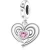 Doyafer Madre Figlia Amore 5a Zircon Profondo Rosa A Forma Di Cuore Pendente Charms 925 In Argento Adatto Per Charm Collane Bracciale Regalo Per La Famiglia
