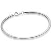 Treasure Bay Bracciale unisex in argento Sterling 925 italiano, spessore 3,3 mm, bracciale a catena a serpente per uomo e donna, 19.5 cm, Argento, Nessuna pietra preziosa