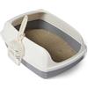 Amazon Basics - Lettiera per Gatti Alta e Aperta, Facile da Pulire, con Paletta, Bianco/Grigio, 50,5cm x 38,0cm x 20,0cm
