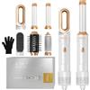UKLISS Spazzola Asciugacapelli 6 in 1, Hair Styler Set with Hair Dryer Brush, Arricciacapelli Automatico, Thermal Brush, Spazzola Lisciante, Spazzola ad Aria Calda, Regali per Donne Styling - Bianco