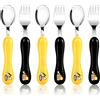 Lehoo Castle Set di posate per bambini, 6 pezzi, in acciaio inox, posate per bambini, cucchiaio per bambini, forchetta