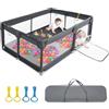 OUUTMEE Baby box 150×180 cm, parco familiare interno ed esterno, parco con base antiscivolo e porta con cerniera