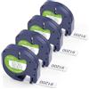 JINTUM 4 X compatibili con Dymo LetraTag Tape 91220 91200 S0721510 S0721520 strisce forate 12 mm x 4 m di ricambio per etichette Dymo LetraTag LT-100H LT-100T LT-110T QX 50 XR XM 2000 Plus