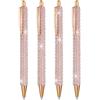PATIKIL Penna A Sfera Con Cristalli, 4 Pezzi Penne A Sfera Perle Cristallo Inchiostro Nero Punta 1.0mm Lucente Per Donne Regalo Ufficio Prendere Appunti Scrivere, Rosa