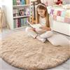 smiry Tappeto a pelo lungo, morbido, lavabile, antiscivolo, moderno, morbido, per corridoio, soggiorno, cameretta dei bambini, camera da letto, cammello, 120 x 120 cm, rotondo