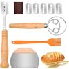 TogtherKings Set di 4 Taglierino per Pane - incl. Lama per Pane con 5 Lametta Sostituibili & Custodia Protettiva, Frusta Danese a Mano, Spatola per Pasta, Pennello, Accessori per Panificazione, per baguette, pasta