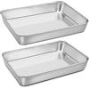 Homikit Teglia da forno in acciaio inox, grande teglia da forno, set da 2 pezzi, rettangolari, con profondità di 5 cm, per cuocere, arrostire, lucidata e lavabile in lavastoviglie, 31,6 x 24,7 x 4,8