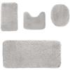 Heavyoff Set Tappetini Da Bagno 4 Pezzi, Tappetino WC Antiscivolo Per Bagno, Set Tappetini Da Bagno E Toilette, Tappetini Da Bagno Super Assorbenti, Tappetino Bagno Lavabile, Grigio chiaro