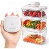 VOYOR Macchina Sottovuoto Alimenti Portatile Kit Ricaricabile e senza Fili Mini Macchina Sottovuoto con 3 Contenitori Sottovuoto Riutilizzabili (1 Macchina + 3 Contenitori)