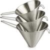 Space Home Arga - Set 3 Colino Cinese Perforato Conico in Acciaio Inox - Chinoise, Scolapasta con Manico, Filtro per Pasta, Riso, Verdura - Scola Pasta da Cucina