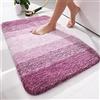 Homaxy Tappeto da bagno morbido, 51 x 76 cm, antiscivolo, lavabile, soffice a pelo lungo, in microfibra assorbente, viola