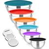 TEAMFAR Set di 6 ciotole in acciaio inox con coperchio ermetico e 3 grattugie