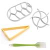 KLEHOPE Timbri per Panini, 3 Stampi in Plastica Timbri per Pane, Tre Forme Timbri per Croissant, con Spazzola in Silicone per Pane, Biscotti e Torte