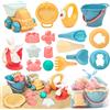 Sanlebi Kit da Gioco da Spiaggia per Bambini, 17 Pezzi, Giocattolo di Sabbia con Borsa a Rete, Secchio Spiaggia, Ruota d'Acqua, Pala rastrelli stampi per Sabbia Giocattoli da Spiaggia per Bambini
