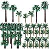 Woohome Palme da Cocco, 44 Pz Palme da Cocco Verdi Modello Albero di Cocco Charming con 5 Pz Mini Ombrello per Modellismo Ferroviario Architettura Diorama Paesaggio Fai da Te (Style B)