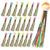 AMFUN 40 Pezzi Rimbalzanti, Palline con Nastro Colorato, Pallina per Feste per Bambini