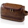 LIANHTAI Borsa da toilette per uomo, borsa da viaggio grande in pelle con gancio per appendere, kit Dopp essenziali da viaggio, kit per la rasatura da uomo, regali per padre, papà, fidanzato