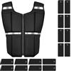 ONETWOFIT Gilet da uomo regolabile con pesi da 20 kg, gilet per camminare con cerniera/16 pesi in Ferro, per allenamento della forza,camminata,palestra,strisce riflettenti (Nero-2)