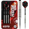KOTO darts KOTO - Freccette King Rush 90% 24 G, Argento, 3 Barili, 2 Set di Alette + Aste & Portafoglio per Freccette