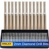 DRILAX Punte da trapano diamantate da 2 mm, 30 pezzi, punte da trapano per gioielli in vetro di mare, conchiglie, pietre preziose, attrezzature lapidarie, compatibili con punte diamantate Dremel per punte da