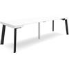 Skraut Home | Consolle allungabile | Tavolo consolle allungabile | 260 | Per 12 persone | Gambe in legno | Stile moderno | Bianco