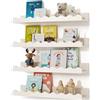 Seocry Kids' Bookshelf Set of 4 - White Floating Nursery Book Shelves, Picture Ledge Shelf for Wall Decor and Storage Books, Toys, Photo Frames, and Nursery Décor