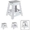 ARREGUI TB-045-G Sgabello Pieghevole Multiuso | Sgabello per Adulti o Bambini | Scala Pieghevole | Scalino | Sgabello per cucina, bagno, campeggio | 45 cm di altezza | Bianco e Grigio
