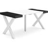 Skraut Home | Consolle allungabile | Tavolo consolle allungabile | 160 | Per 8 persone | Gambe in legno | Stile moderno | Bianco e nero