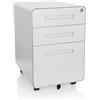 HJH Office 743015 Piedistallo mobile COLOR PLUS I Acciaio Bianco Cassettiera con rotelle, cartella sospesa A4, chiusura a chiave