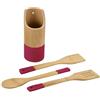 Kesper 81163 | Set di utensili da cucina in legno di bambù, 21,5 x 9 x 9 cm, 4 pezzi rotondi