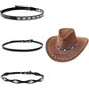 SUPERFINDINGS 3 Style Bandeaux pour Chapeaux De Cowboy Ceinture De Chapeau Western Imitation Bandeaux En Cuir Accessori pour Chapeaux Cowboy Panama pour De Style Autochtone