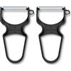 Victorinox REX, Rapid Straight Edge - Pelapatate per frutta e verdura (nero), 5.5 x 2.7 x 0.6 in (Confezione da 2)
