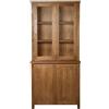 DRW Armadio Vetrina con 4 Ante e 2 cassetti Interni in Legno Naturale 110x90x30 cm