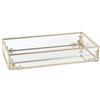 DRW Vassoio rettangolare in vetro e metallo in oro 20x10x4,2 cm