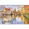 Lanarte Kit Punto Croce Contato I CIGNI DI BRUGES Decorativi Per Pareti ca. 52 x 36 cm Set Fai Da Te Creativo Adulti Ricamo Casa Decor Arte Da Parete Kit Per Hobby Cross Stitch