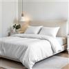 Italian Bed Linen Elegant Parure Copripiumino Letto Matrimoniale 100% Microfibra, Made in Italy - Set Copri Piumino - Sacco Piumone 250x200cm con Patella + 2 Federe 50x80cm, Tinta Unita - Bianco