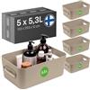SmartStore Contenitore in plastica medio con manici 5× 5,3 L | Cestino organizer per bagno, lavanderia, cucina, ufficio | Contenitore beige con garanzia di 10 anni | L29,5×P19,5×A12cm