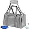 Vuxava Trasportino Gatto e Cane Piccola/Media Taglia, Borsa Zaino Trasporto Morbido e Traspirante con Tracolla e Cuscino Lavabile, 45x28x28cm, Portatile per Auto/Aereo(Grigio)