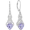 FJ Orecchini Pendenti Infinito Twist Argento 925 Orecchini Nodo Celtico Irlandesi con Pietre Portafortuna Giugno Alessandrite Orecchini per Donna