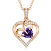 CDE Collana Donna Cuore Regalo Gioielli Donna Pendente Argento 925 Placcata Oro con Pietra di Nascita per Festa Della Mamma Compleanno San Valentino per Lei Mamma Fidanzata Moglie con 5A Cubic Zirconie