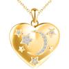 MICSAVI Collana Stella Luna Medaglione Portafoto in Argento 925 per Donne, Ciondolo Cuore con Zirconi, Catena 45+5cm Collana di Foto Personalizzata per Mamma Ragazze Fidanzata