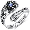 Flyow Just Breathe - Anello con pietra di luna di loto, per donne e ragazze, in argento Sterling 925, con fiore di ossidazione, cucchiaio, anelli per paura, stress relieving, yoga, misura regolabile,