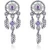 NewL Orecchini a goccia in argento Sterling 925 con acchiappasogni vintage, da donna, con zircone cubico viola, gioielli in argento Sterling, Zircone Metallo