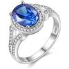 Uloveido Spinello Ovale Creato Zaffiro Anello da donna Promessa di fidanzamento per matrimonio Colore argento 925