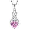 FJ Collana Nodo Celtico Irlandesi in Argento Sterling 925 Ciondolo Infinito con Pietre Portafortuna Ottobre Tormalina Rosa Collana per Donna