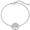 Carleen Bracciale con Albero Della Vita in Argento Sterling 925 Massiccio, Placcato Oro Bianco, per Donne e Ragazze e Adolescenti, Lunghezza della Catena: 16 + 3 cm